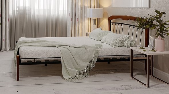 Полуторная кровать Муза 4 Лайт, 1400, черный/махагон в Абакане - изображение