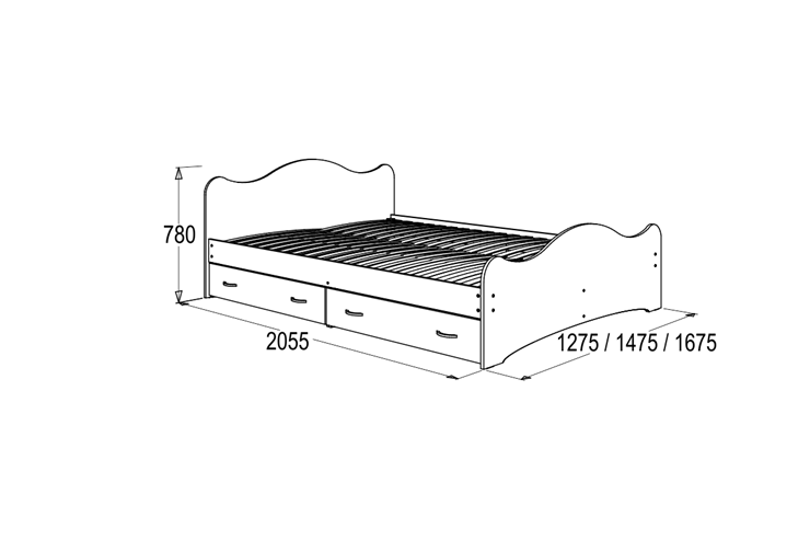 Кровать 6 с ящиками, 90х200 Млечный дуб с основанием в Абакане - изображение 1