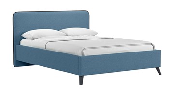 Кровать с механизмом 1.5-спальная Миа, 140 Bravo blue (светло-синий) / кант Лайт 10 Велюр (коричневый) + кроватное дно в Абакане