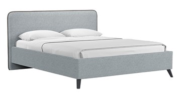 Кровать с механизмом 2-спальная Миа, 160 Bravo grey (серый) / кант Лайт 10 Велюр (коричневый) + кроватное дно в Абакане