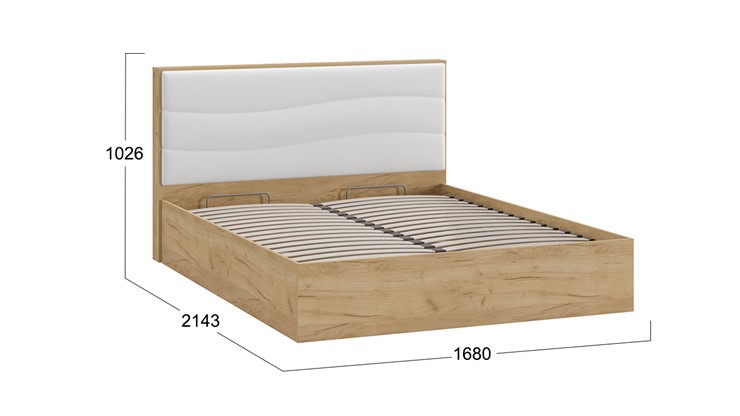 Двуспальная кровать с механизмом Миранда тип 1 (Дуб крафт золотой/Белый глянец) в Абакане - изображение 1