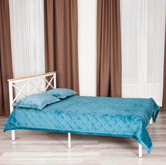 Кровать с основанием Iris (mod.9311) дерево гевея/металл, 160*200 см (Queen bed), Белый (White) в Абакане - изображение 9