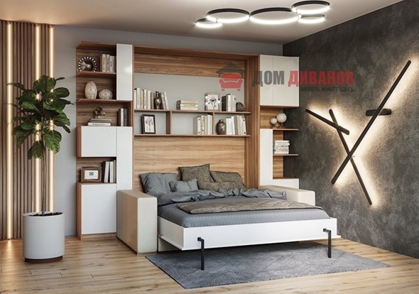 Кровать-шкаф с диваном Дина, 1400х2000 в Абакане - изображение