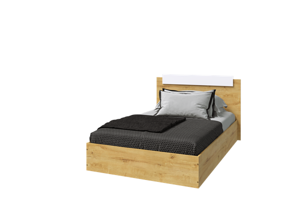 Кровать 1-спальная Эко 900 ЛДСП, Дуб вотан/Белый в Абакане - изображение