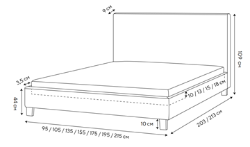 Кровать Lino 140х200, Велюр (Monopoly Прованский синий (792)) в Абакане - предосмотр 1