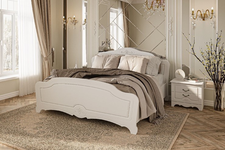 Спальная кровать Лотос (Белый) 160х200 с основанием в Абакане - изображение 2