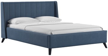 Спальная кровать Мелисса 140, арт. Тори 83 велюр (серо-синий) + кроватное дно в Абакане