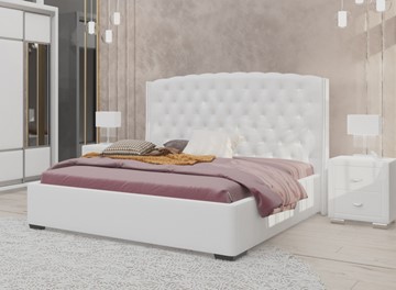 Спальная кровать Dario Slim 140x200, Экокожа (Белый) в Абакане