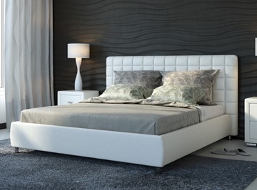 Кровать спальная Corso-3 140x200, Экокожа (Белый) в Абакане