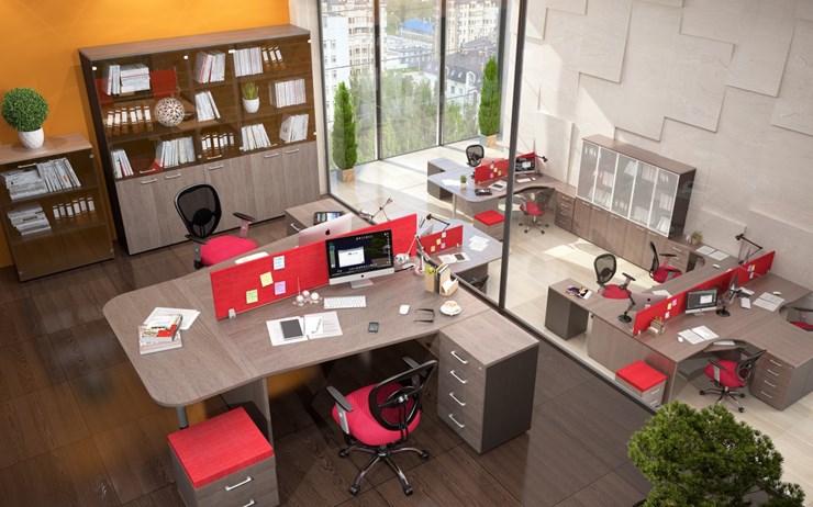 Офисный комплект мебели Xten с большим шкафом для документов для 2 сотрудников в Абакане - изображение 3