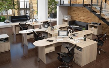 Набор мебели в офис SIMPLE с эргономичными столами и тумбами в Абакане - предосмотр