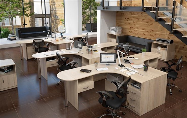 Набор мебели в офис SIMPLE с эргономичными столами и тумбами в Абакане - изображение