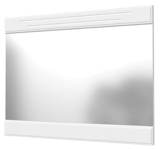 Зеркало навесное Олимп с декоративными планками (белый) в Абакане
