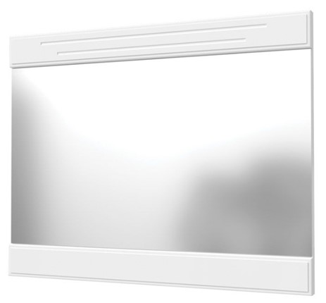 Зеркало навесное Олимп с декоративными планками (белый) в Абакане - изображение