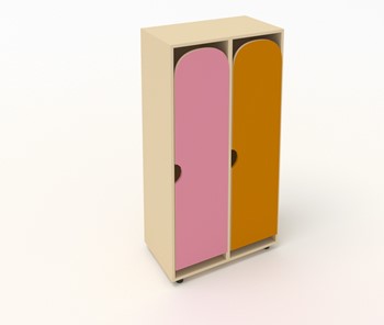 Распашной детский шкаф ШГ2 Беж+Оранжевый+Розовый в Абакане