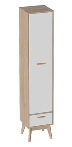 Детский шкаф одностворчатый Калгари, Дуб натуральный светлый/Белый матовый в Абакане - предосмотр