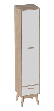 Детский шкаф одностворчатый Калгари, Дуб натуральный светлый/Белый матовый в Абакане - изображение