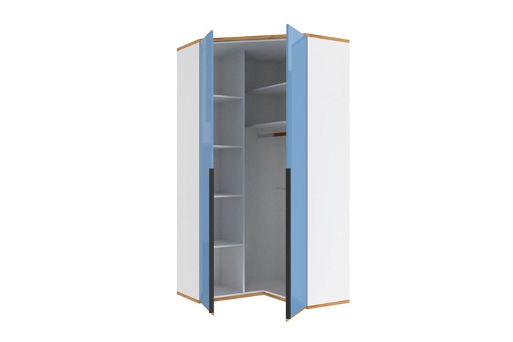 Угловой шкаф Урбан 528.060, белый/капри синий в Абакане - изображение 2