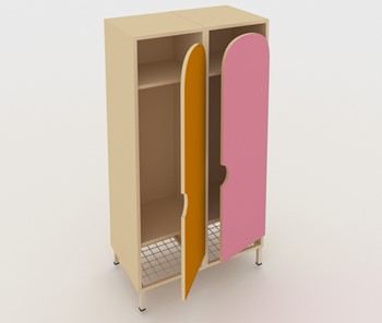 Детский 2-дверный шкаф ШГС2 Беж + Розовый+Оражневый в Абакане