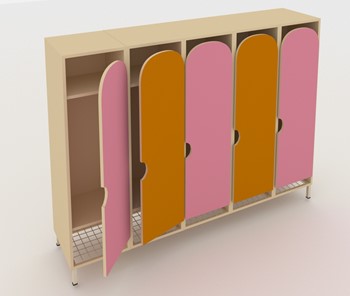 Шкаф детский ШГС5 Беж +Оранжевый + Розовый в Абакане