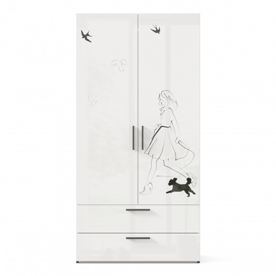 Распашной комбинированный шкаф Джоли ЛД 535.040, Серый шелк в Абакане - изображение 1
