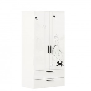 Распашной комбинированный шкаф Джоли ЛД 535.040, Серый шелк в Абакане