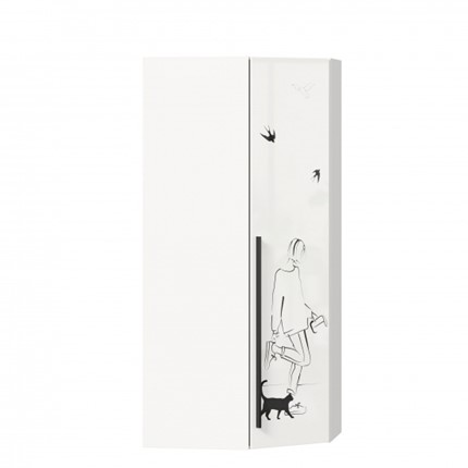 Угловой распашной шкаф Джоли 45 ЛД 535.030, Серый шелк в Абакане - изображение