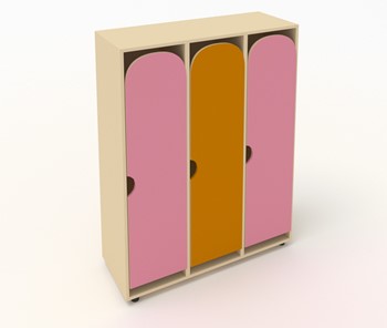 Распашной детский шкаф ШГ3 Беж+Розовый+Оранжевый в Абакане