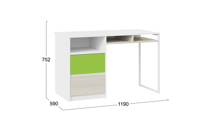 Письменный стол Сканди СМ-386.15.02-20 (Дуб Гарден, Белая, Зеленый) в Абакане - изображение 4