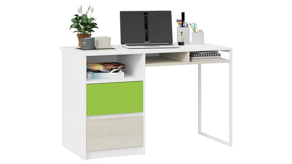 Письменный стол Сканди СМ-386.15.02-20 (Дуб Гарден, Белая, Зеленый) в Абакане - изображение