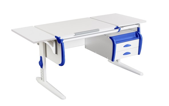 Детский стол-трансформер 1/75-40 (СУТ.25) + Polka_b 1/550 + Tumba 3 белый/белый/Синий в Абакане - изображение
