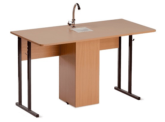 Детский стол 2-местный для кабинета химии Стандарт 6, Пластик Бук/Коричневый в Абакане - изображение