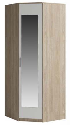 Шкаф угловой Светлана, с зеркалом, белый/дуб сонома в Абакане - изображение
