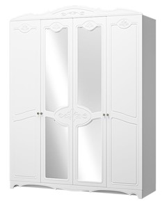 Шкаф четырехдверный в спальню Лотос ШР-4 (Белый) 2 зеркала в Абакане