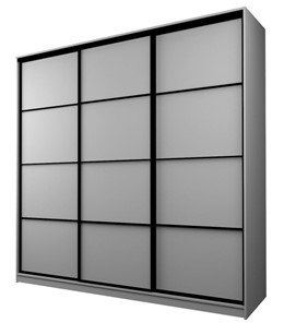 Шкаф 3-х створчатый MAX МШ-27-6-27-111, Профиль Черный/Цвет Серый в Абакане - предосмотр