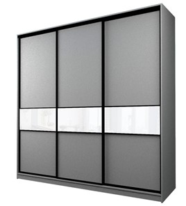 Шкаф 3-х створчатый MAX МШ-27-6-24/2-999, Профиль Черный/Цвет Серый/с белой пленкой Oracal в Абакане