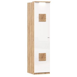 Шкаф одностворчатый с декор. накладками Фиджи 659.225, белый в Абакане - предосмотр
