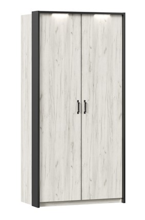 Шкаф 2-створчатый Техно с паспарту, Дуб крафт белый в Абакане - изображение