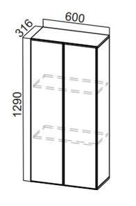 Кухонный пенал-надстройка Стайл, ПН600(720/316), МДФ в Абакане