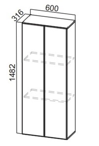 Кухонный пенал-надстройка Стайл, ПН600(912/316), МДФ в Абакане - предосмотр