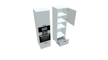 Кухонный шкаф-пенал П7 3, Белое гладкое Ламарти/Белый в Абакане
