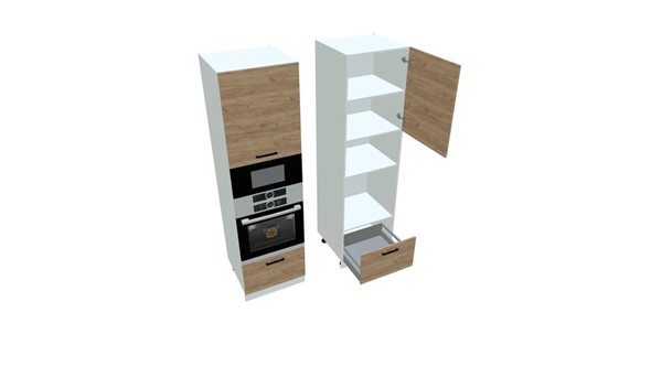 Кухонный шкаф-пенал П7 3, Дуб крафт/Белый в Абакане - изображение