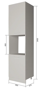 Кухонный шкаф-пенал П9 2, Белое гладкое Ламарти/Антрацит в Абакане