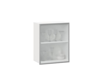 Шкаф на кухню 600, Шервуд, со стеклом правый, ЛД 281.352.000.116, белый/серый в Абакане