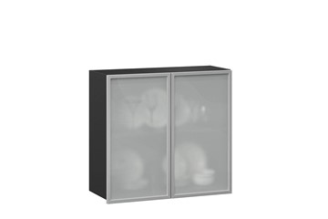 Кухонный шкаф 800, Шервуд, со стеклом ЛД 281.361.000.030, серый/черный в Абакане