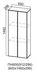 Настенный шкаф-пенал Вельвет, ПН600(912/296) в Абакане