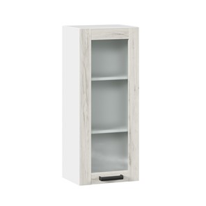 Кухонный навесной шкаф 400 высокий со стеклом Винченца ЛД 234.420.000.036, Белый/Дуб Крафт белый в Абакане