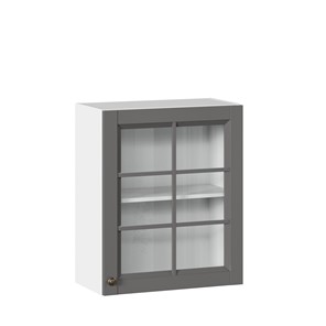 Настенный шкаф Амели-3 600 со стеклом ЛД 299.350.000.030, Белый/Оникс серый в Абакане