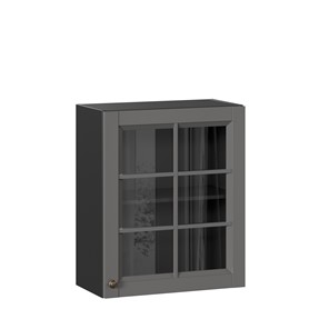 Шкаф навесной Амели-3 600 со стеклом ЛД 299.350.000.032, Черный/Оникс серый в Абакане