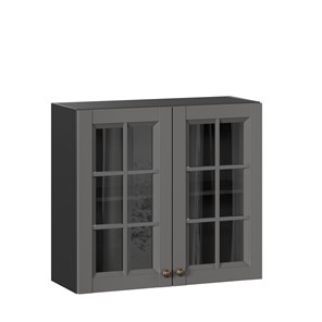Навесной шкаф Амели-3 800 со стеклом ЛД 299.360.000.036, Черный/Оникс серый в Абакане